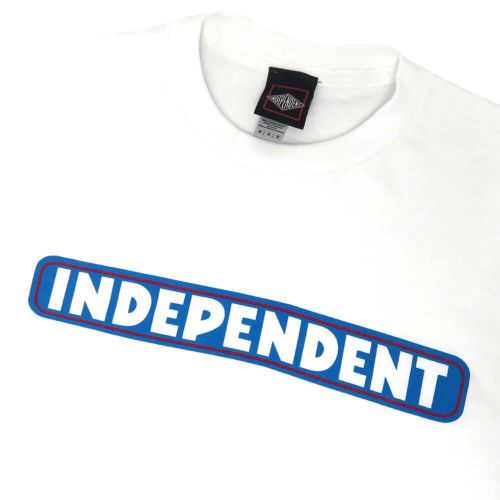  INDEPENDENT T-SHIRT インディペンデント Tシャツ BAR LOGO WHITE/BLUE スケートボード スケボー 1