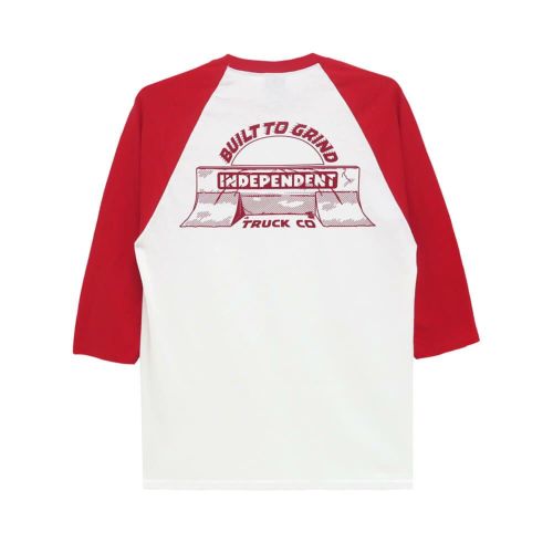  INDEPENDENT LONG SLEEVE インディペンデント ロングスリーブTシャツ BAR-RIER 3/4 SLEEVE WHITE/RED スケートボード スケボー 