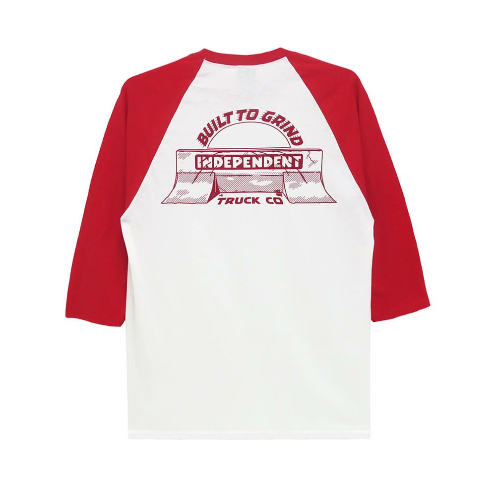  INDEPENDENT LONG SLEEVE インディペンデント ロングスリーブTシャツ BAR-RIER 3/4 SLEEVE WHITE/RED スケートボード スケボー 