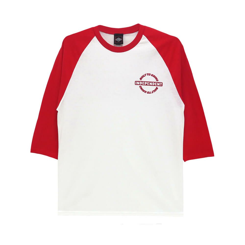  INDEPENDENT LONG SLEEVE インディペンデント ロングスリーブTシャツ BAR-RIER 3/4 SLEEVE WHITE/RED スケートボード スケボー 1