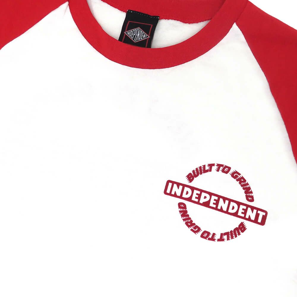  INDEPENDENT LONG SLEEVE インディペンデント ロングスリーブTシャツ BAR-RIER 3/4 SLEEVE WHITE/RED スケートボード スケボー 2