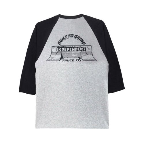  INDEPENDENT LONG SLEEVE インディペンデント ロングスリーブTシャツ BAR-RIER 3/4 SLEEVE GREY/BLACK スケートボード スケボー 