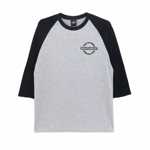  INDEPENDENT LONG SLEEVE インディペンデント ロングスリーブTシャツ BAR-RIER 3/4 SLEEVE GREY/BLACK スケートボード スケボー 1