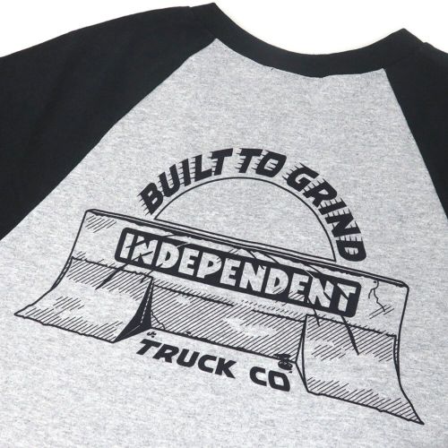 INDEPENDENT LONG SLEEVE インディペンデント ロングスリーブTシャツ BAR-RIER 3/4 SLEEVE GREY/BLACK スケートボード スケボー 3