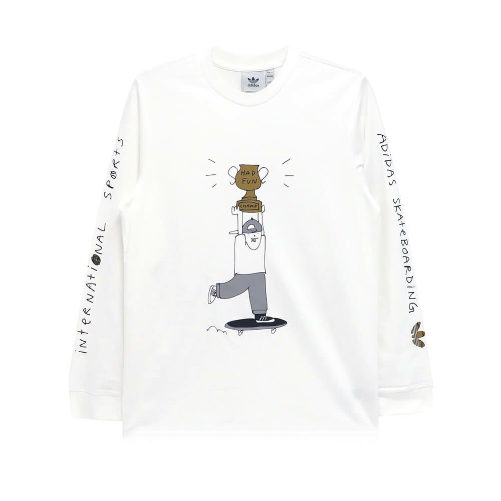 ADIDAS SKATEBOARDING LONG SLEEVE アディダススケートボーディング ロングスリーブTシャツ HJ CAMP WHITE スケートボード スケボー 