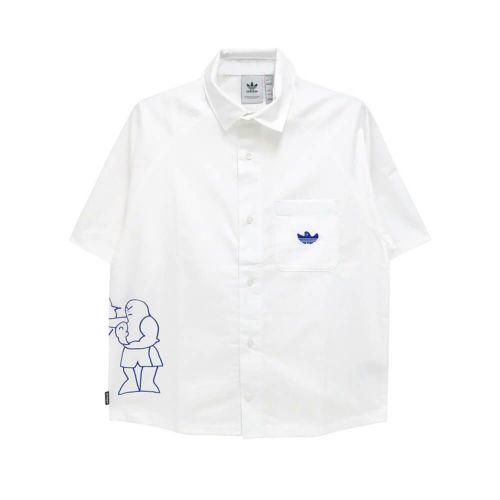 ADIDAS SKATEBOARDING SHORT SLEEVE SHIRTS アディダススケートボーディング 半袖シャツ SHMOO CS BUTTON WHITE スケートボード スケボー 
