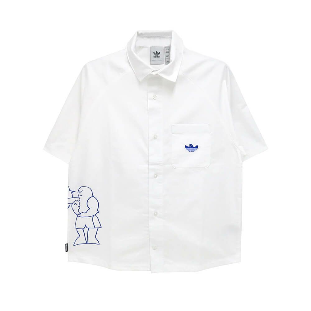 ADIDAS SKATEBOARDING SHORT SLEEVE SHIRTS アディダススケートボーディング 半袖シャツ SHMOO CS BUTTON WHITE スケートボード スケボー 