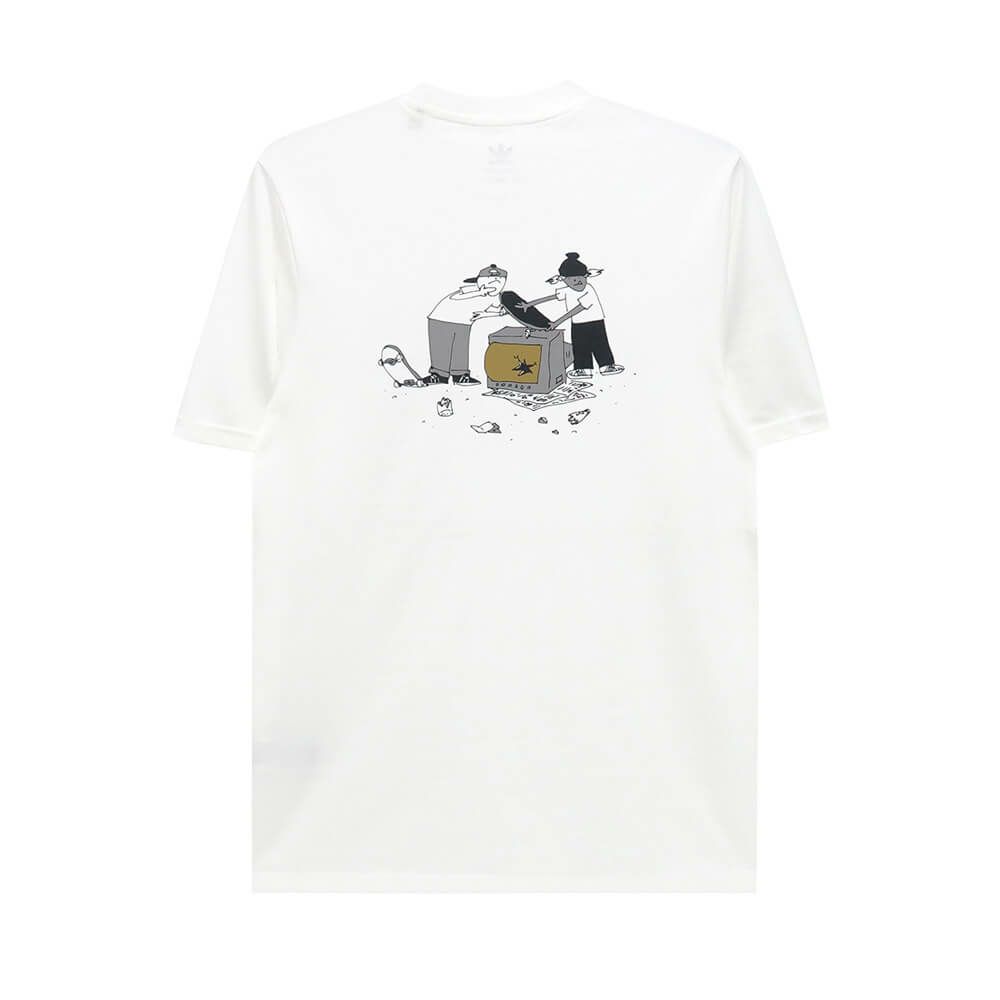 ADIDAS SKATEBOARDING T-SHIRT アディダススケートボーディング Tシャツ HJ TRASH WHITE スケートボード スケボー 