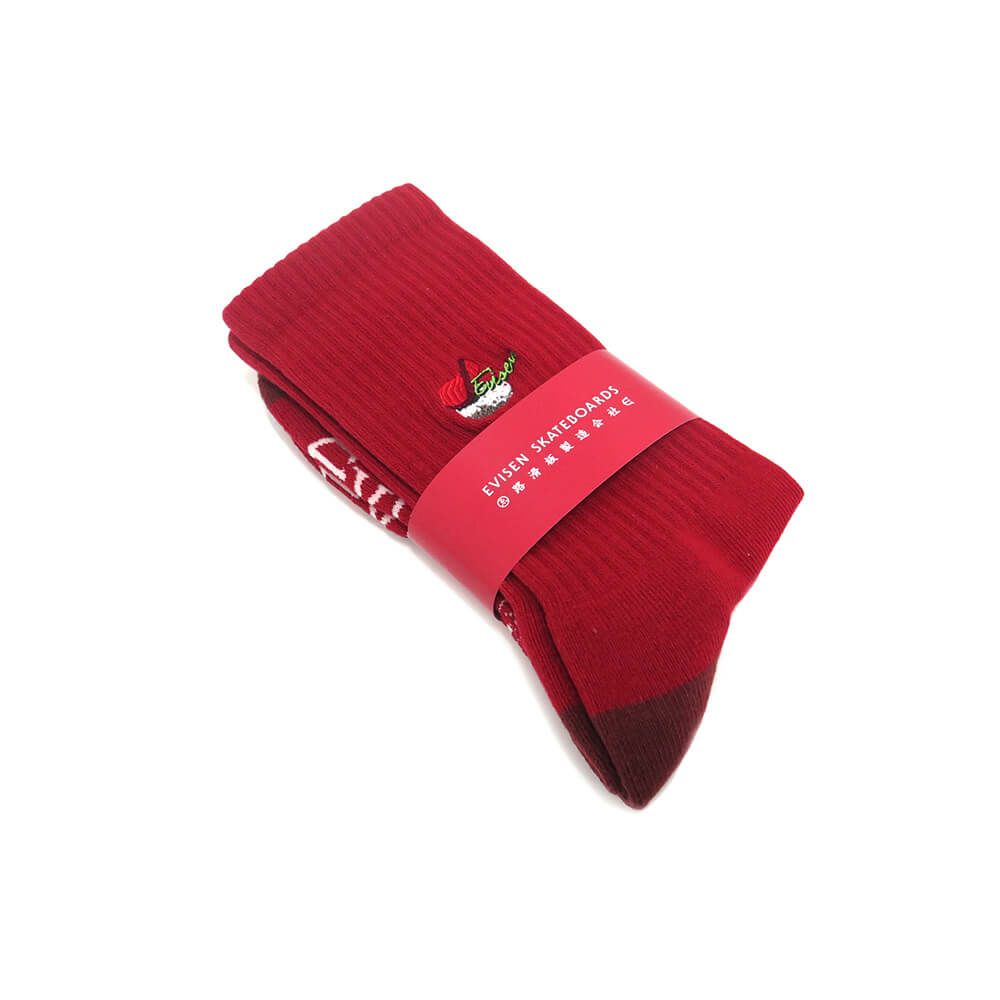 EVISEN SOCKS エビセン ソックス 靴下 SUSHI LOGO CARDINAL スケートボード スケボー 6