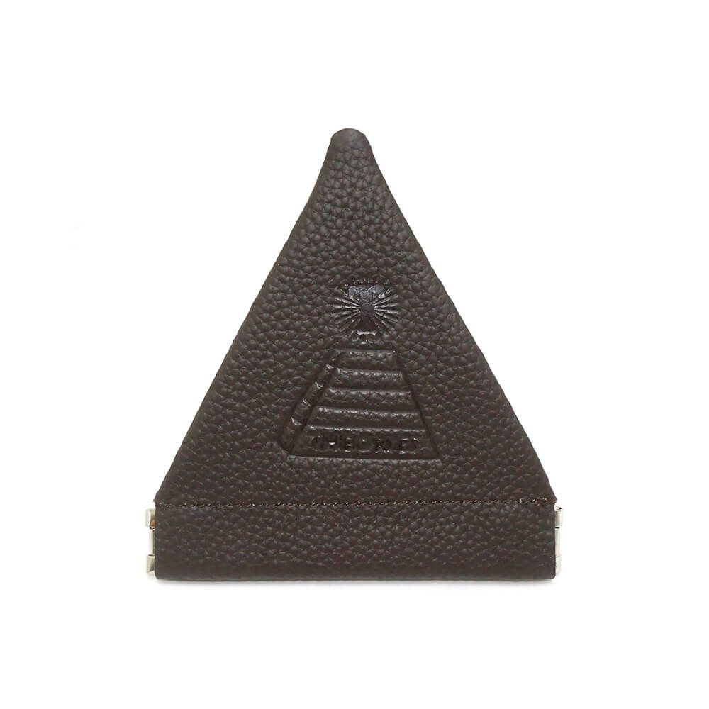 THEORIES COIN CASE セオリーズ コインケース THEORAMID GENUINE LEATHER EMBOSSED COIN/HEADPHONE POUCH BROWN スケートボード スケボー