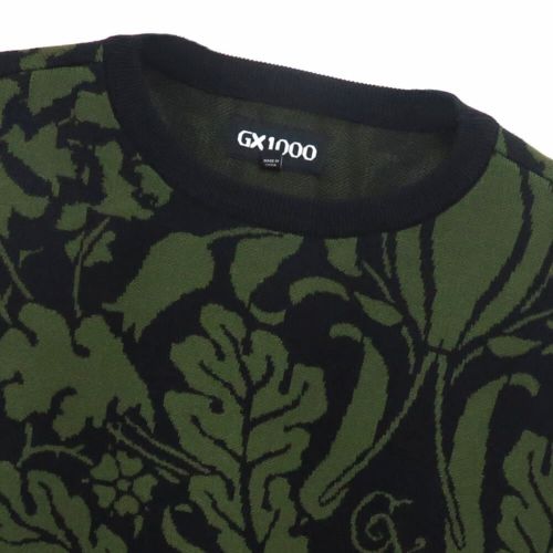  GX1000 CREW SWEATER ジーエックス1000 トレーナー・セーター JACQUARD KNIT FLORAL SWEATER BLACK スケートボード スケボー 2