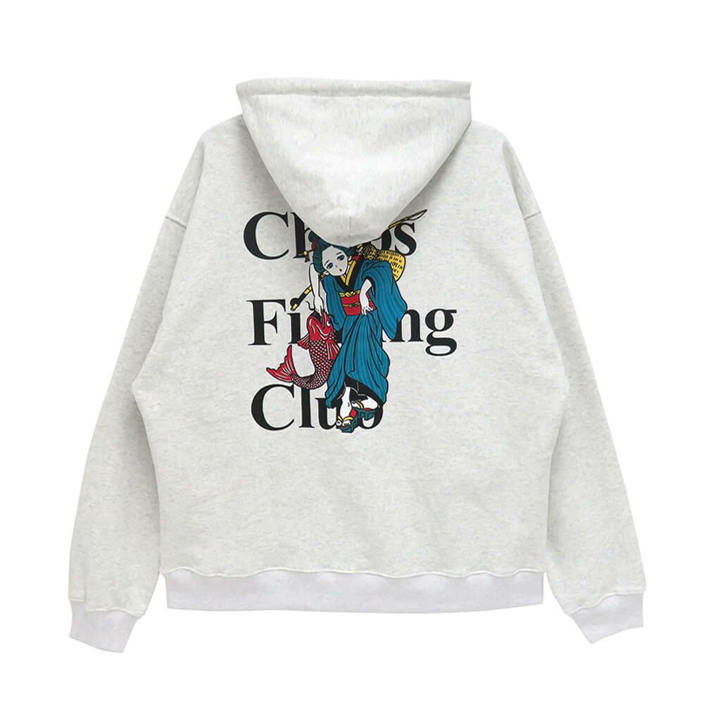CHAOS FISHING CLUB HOOD カオスフィッシングクラブ パーカー THE ORIGINAL FISHING GIRL GREY スケートボード スケボー 
