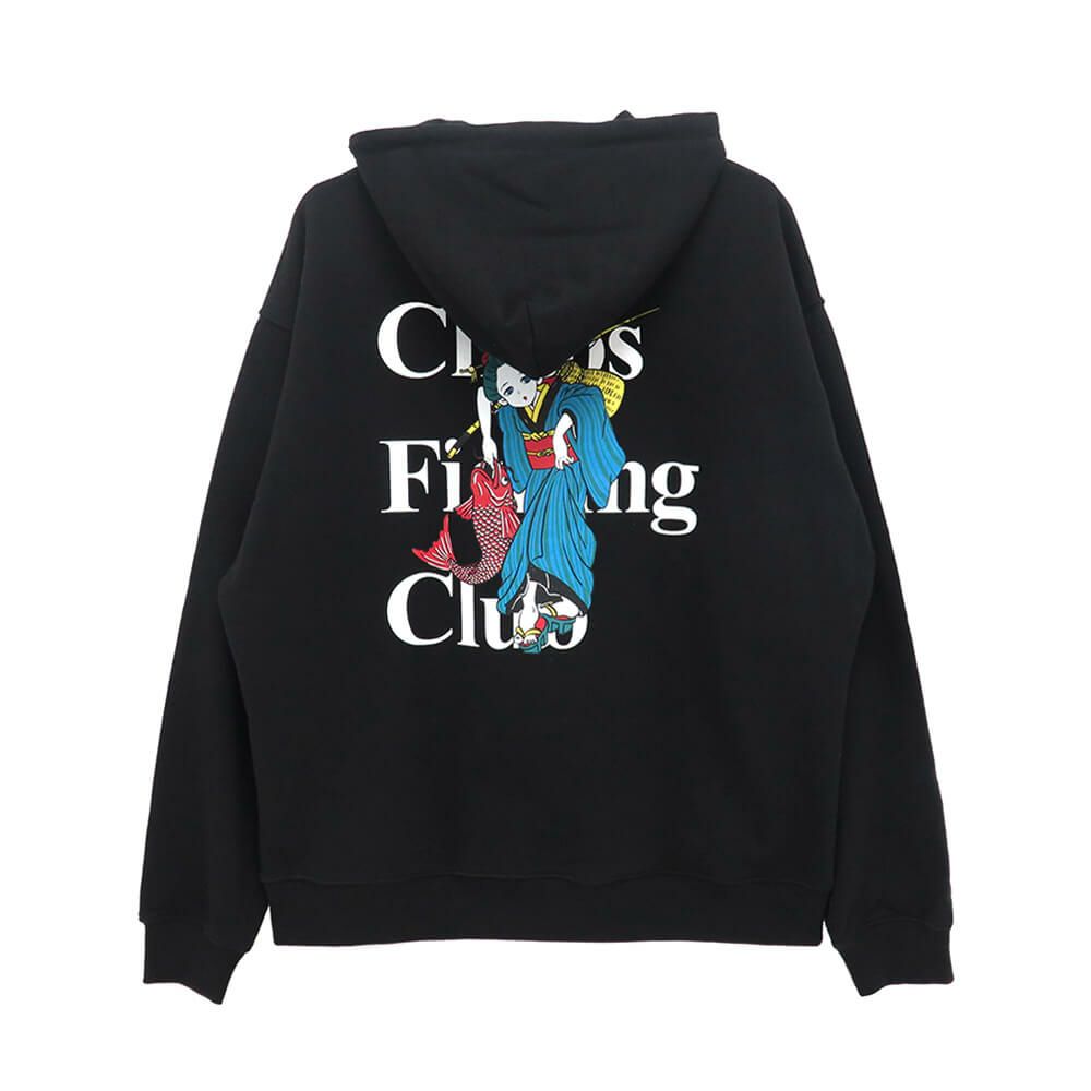CHAOS FISHING CLUB HOOD カオスフィッシングクラブ パーカー THE ORIGINAL FISHING GIRL BLACK スケートボード スケボー 
