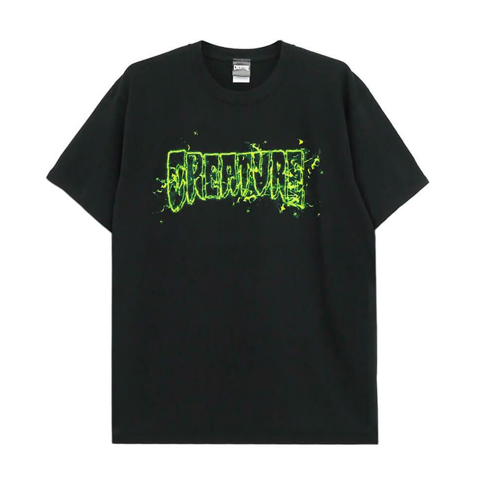 CREATURE T-SHIRT クリーチャー Tシャツ INFERNO LOGO OUTLINE BLACK スケートボード スケボー