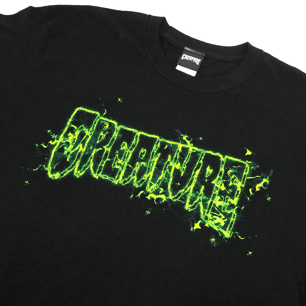 CREATURE T-SHIRT クリーチャー Tシャツ INFERNO LOGO OUTLINE BLACK スケートボード スケボー　1