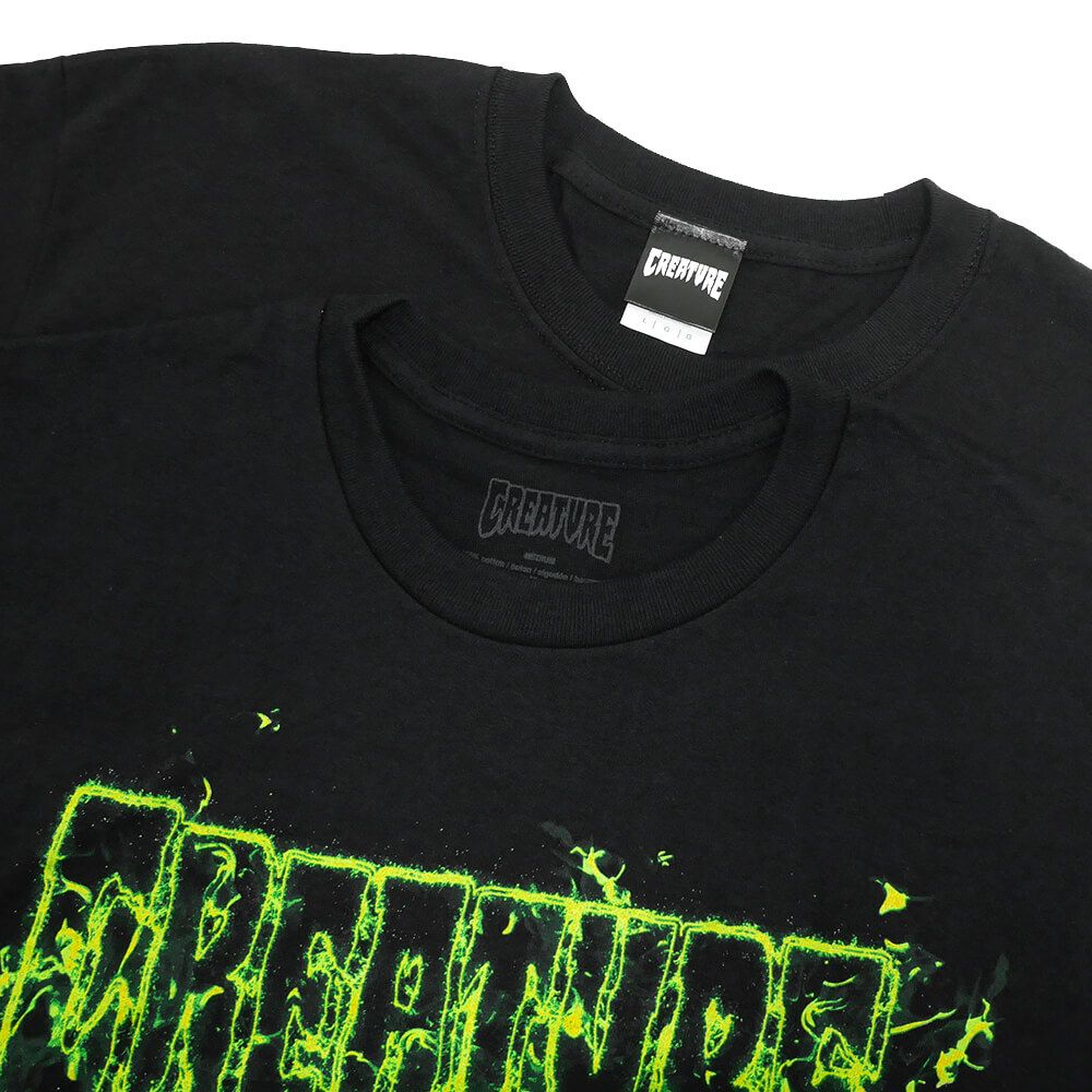 CREATURE T-SHIRT クリーチャー Tシャツ INFERNO LOGO OUTLINE BLACK スケートボード スケボー　2