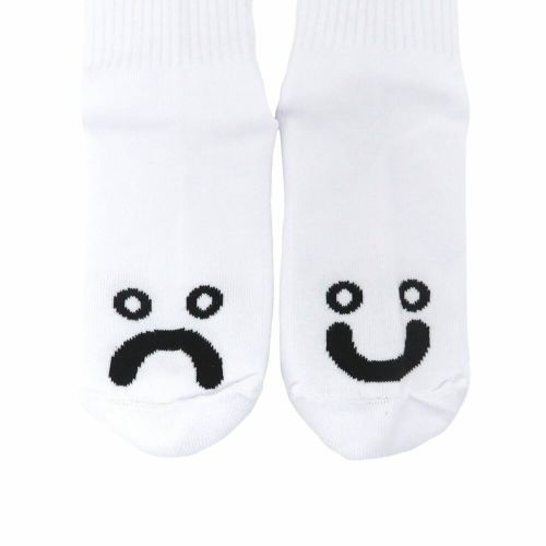 POLAR SOCKS ポーラー ソックス 靴下 HAPPY SAD RIB WHITE スケートボード スケボー 4
