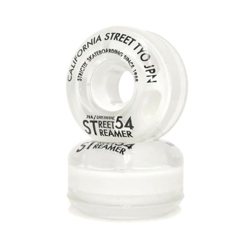 （アウトレット価格 4,400円 → 3,490円）CALIFORNIA STREET WHEEL カリフォルニアストリート ソフトウィール（クルーザー） STREET STREAMER CLEAR（78A）白クリア 54mm 黄ばみ スケートボード スケボー　2