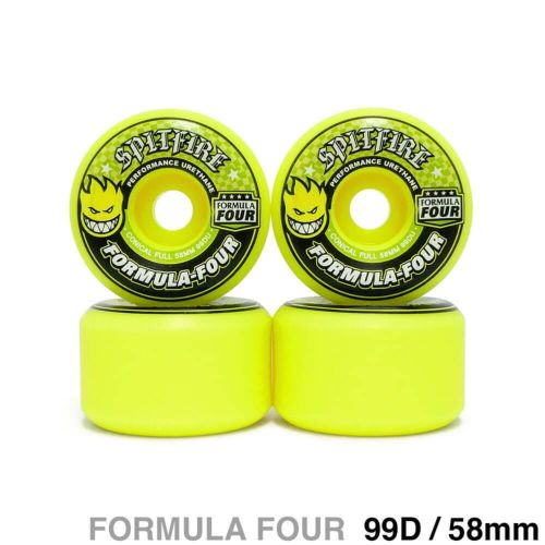 SPITFIRE WHEEL スピットファイヤー ウィール FORMULA FOUR (F4) CONICAL FULL 99D 黄 58mm スケートボード スケボー 1