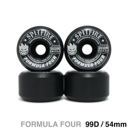 SPITFIRE WHEEL スピットファイヤー ウィール FORMULA FOUR (F4) CONICAL FULL 99D 黒 54mm スケートボード スケボー 1