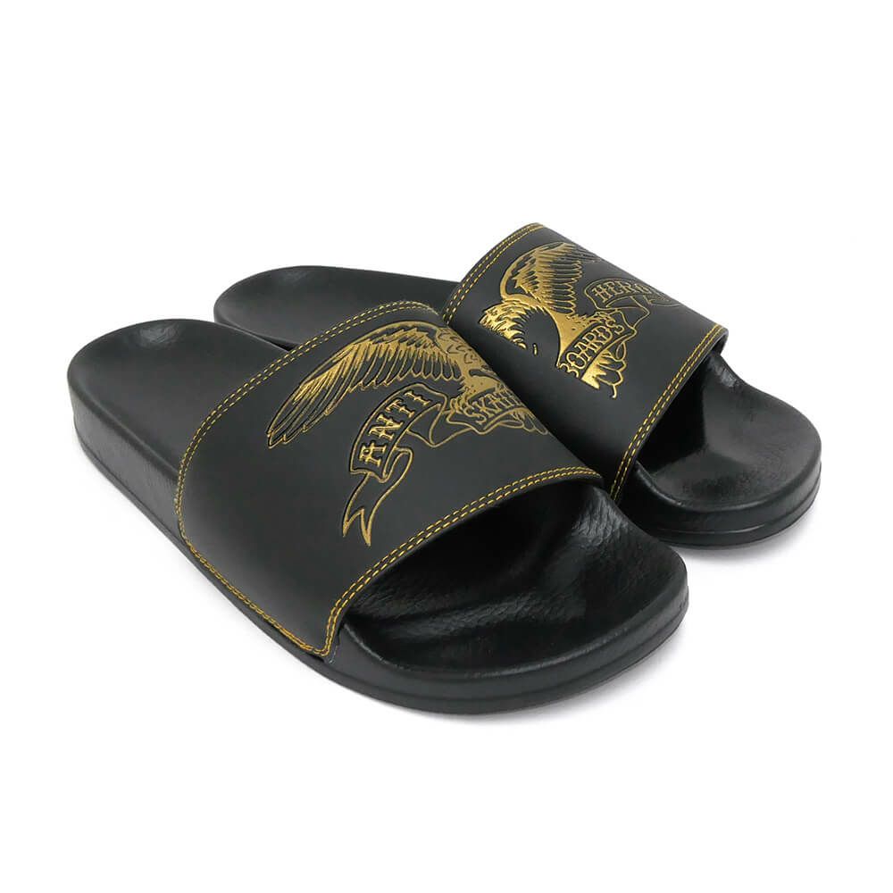 ANTIHERO SANDAL アンチヒーロー サンダル BASIC EAGLE SLIDES BLACK/GOLD スケートボード スケボー　1