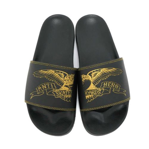 ANTIHERO SANDAL アンチヒーロー サンダル BASIC EAGLE SLIDES BLACK/GOLD スケートボード スケボー　2