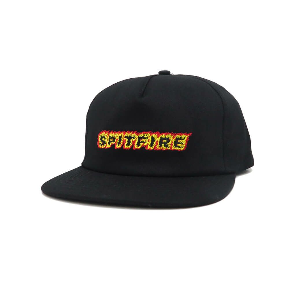 SPITFIRE CAP スピットファイヤー キャップ FLAME SCRIPT SNAPBACK BLACK スケートボード スケボー 
