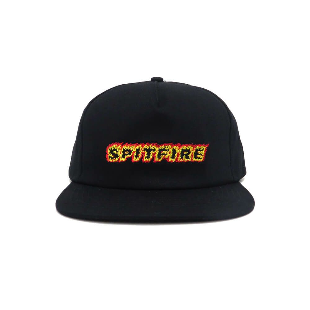 SPITFIRE CAP スピットファイヤー キャップ FLAME SCRIPT SNAPBACK BLACK スケートボード スケボー 1