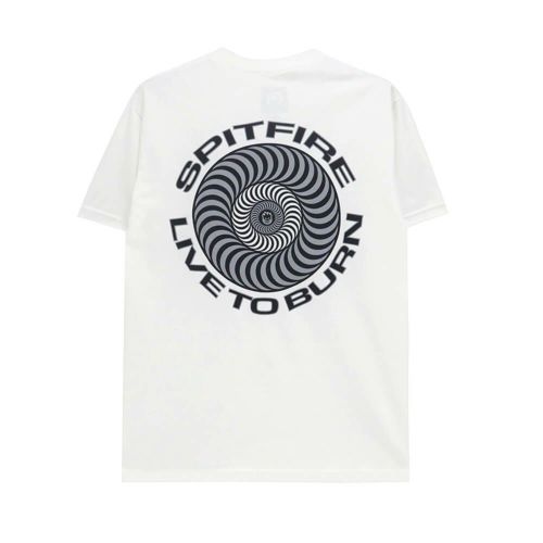 SPITFIRE T-SHIRT スピットファイヤー Tシャツ LIVE TO BURN CLASSIC WHITE スケートボード スケボー 