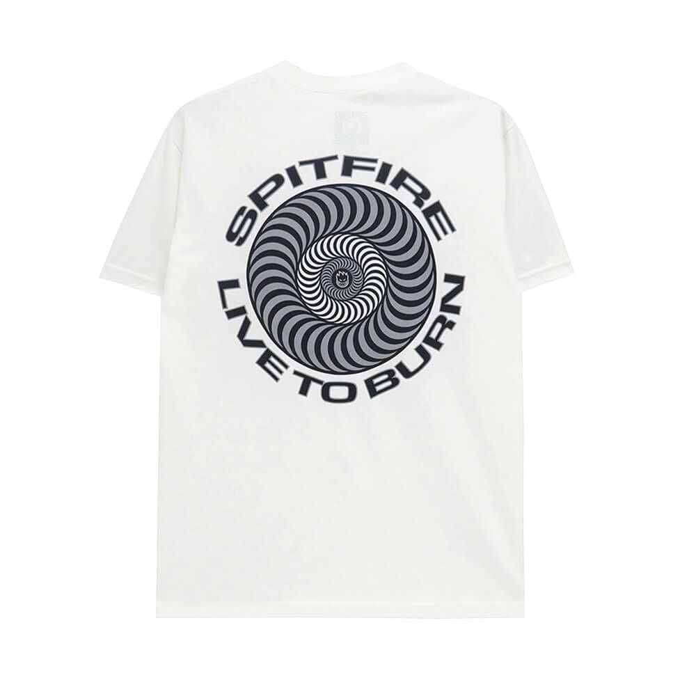 SPITFIRE T-SHIRT スピットファイヤー Tシャツ LIVE TO BURN CLASSIC WHITE スケートボード スケボー 