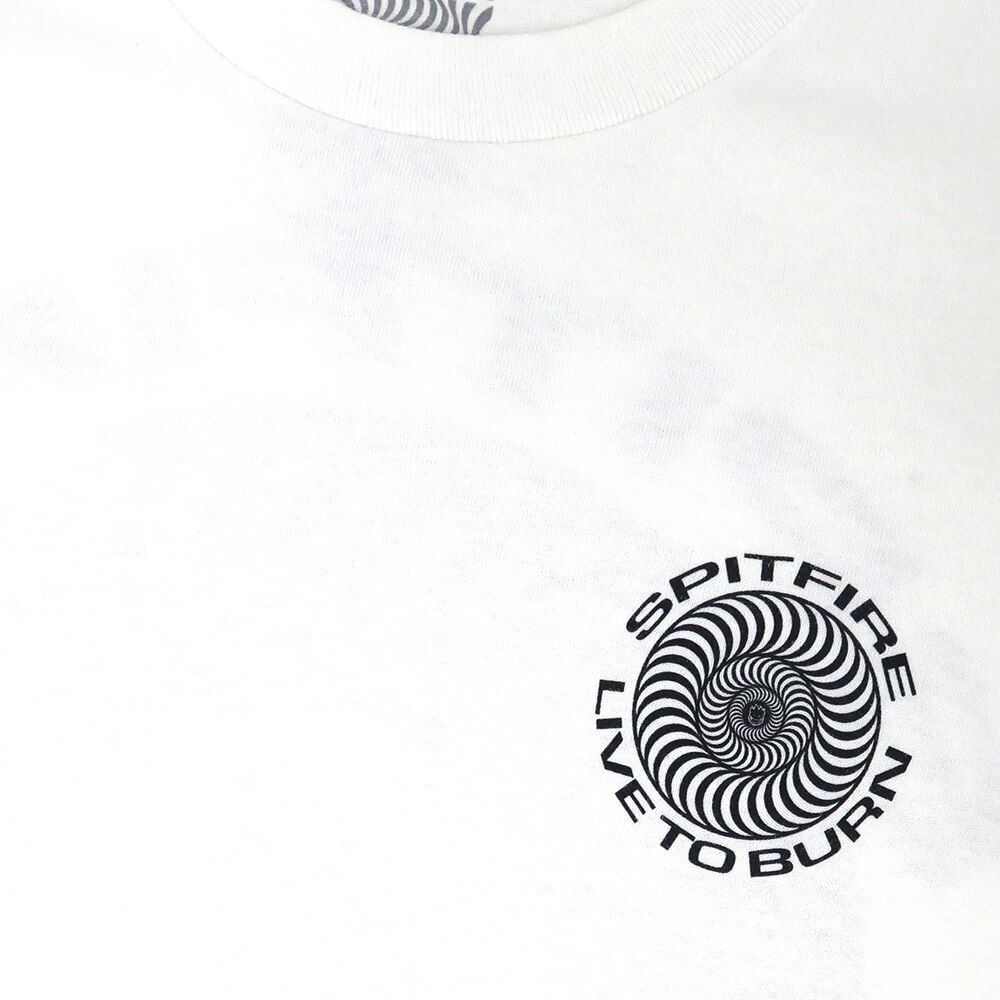 SPITFIRE T-SHIRT スピットファイヤー Tシャツ LIVE TO BURN CLASSIC WHITE スケートボード スケボー 2