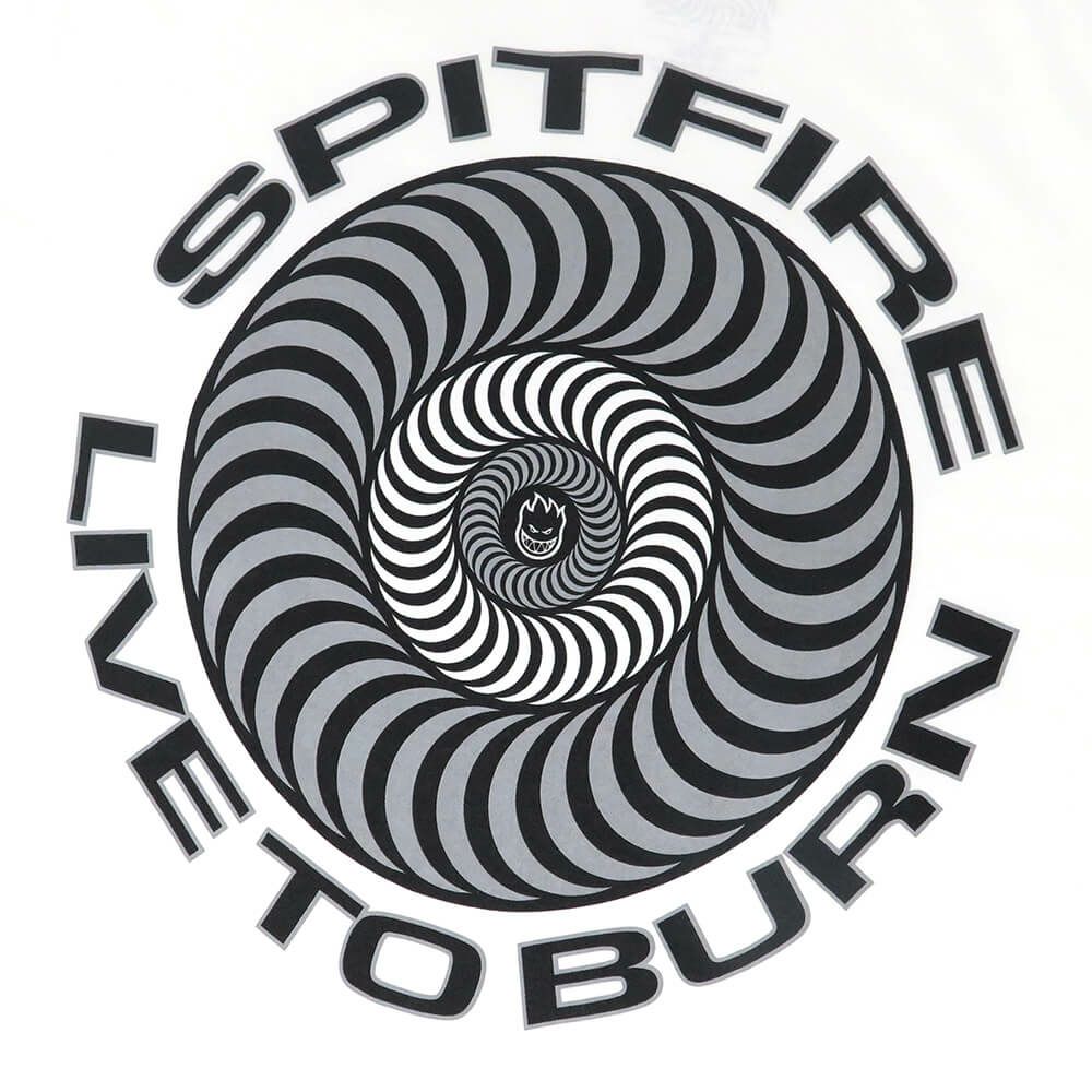 SPITFIRE T-SHIRT スピットファイヤー Tシャツ LIVE TO BURN CLASSIC WHITE スケートボード スケボー 3