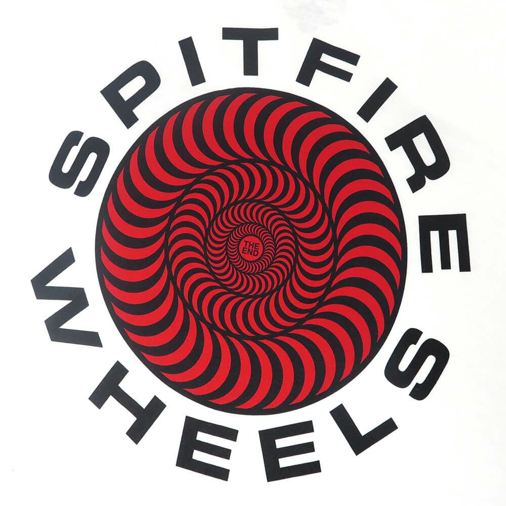 SPITFIRE T-SHIRT スピットファイヤー Tシャツ CLASSIC 87 SWIRL FILL WHITE/BLACK スケートボード スケボー 3