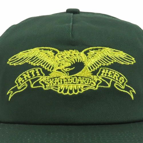 ANTIHERO CAP アンチヒーロー キャップ BASIC EAGLE SNAPBACK DARK GREEN/YELLOW スケートボード スケボー 4