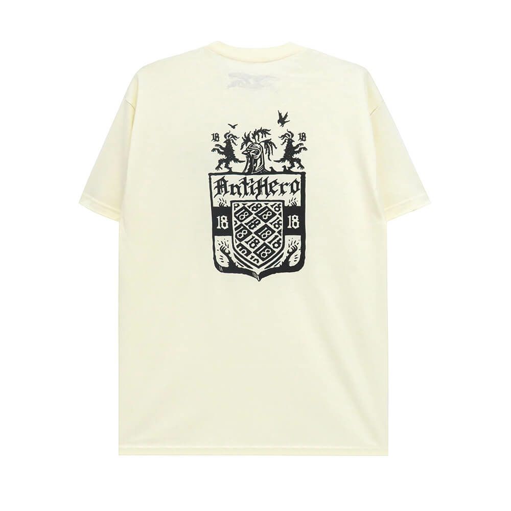 ANTIHERO T-SHIRT アンチヒーロー Tシャツ COAT OF ARMS CREAM スケートボード スケボー 