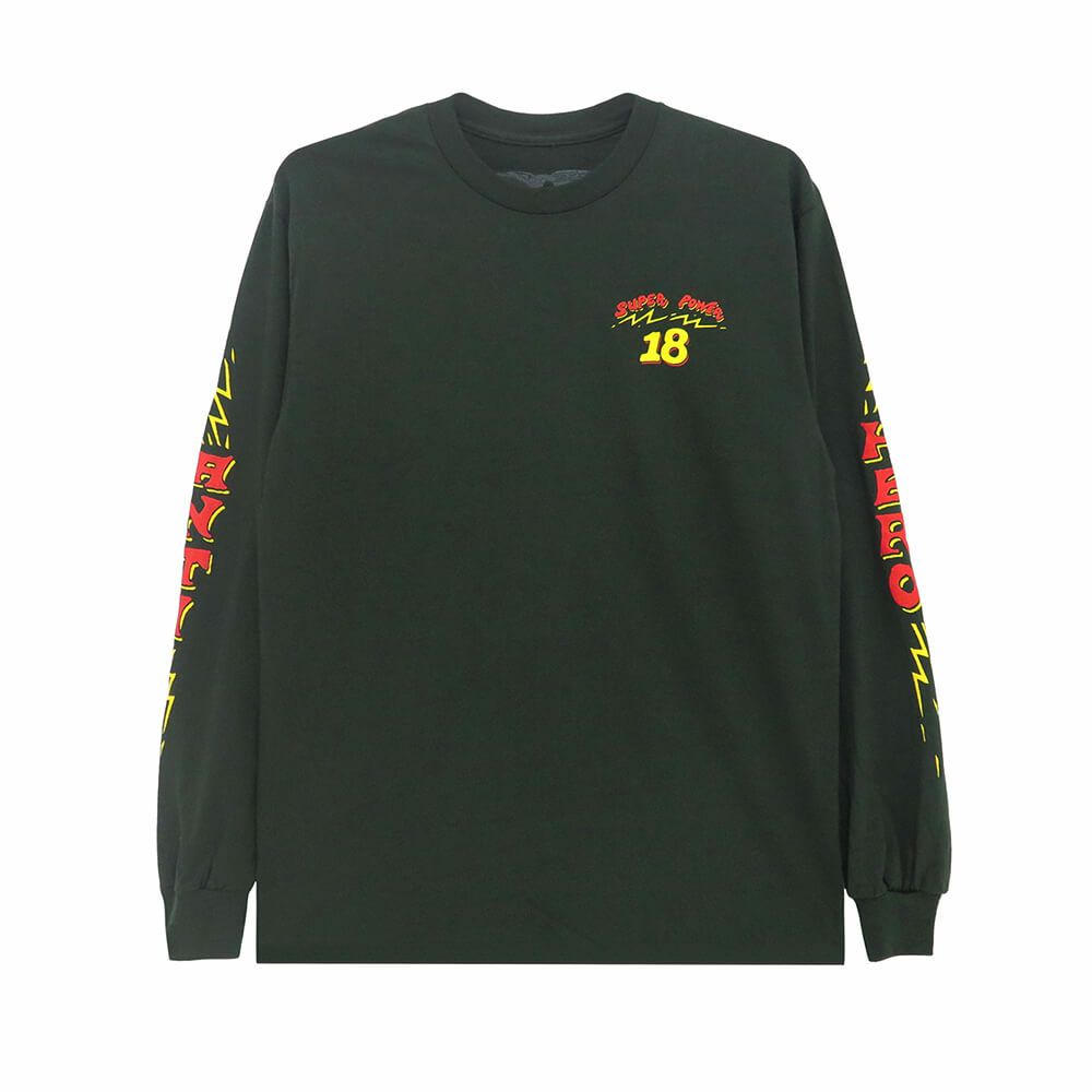 ANTIHERO LONG SLEEVE アンチヒーロー ロングスリーブTシャツ SUPER POWER 18 FOREST GREEN スケートボード スケボー 