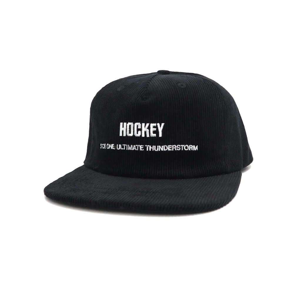 HOCKEY CAP ホッケー キャップ SIDE ONE CORDUROY SNAPBACK BLACK スケートボード スケボー 
