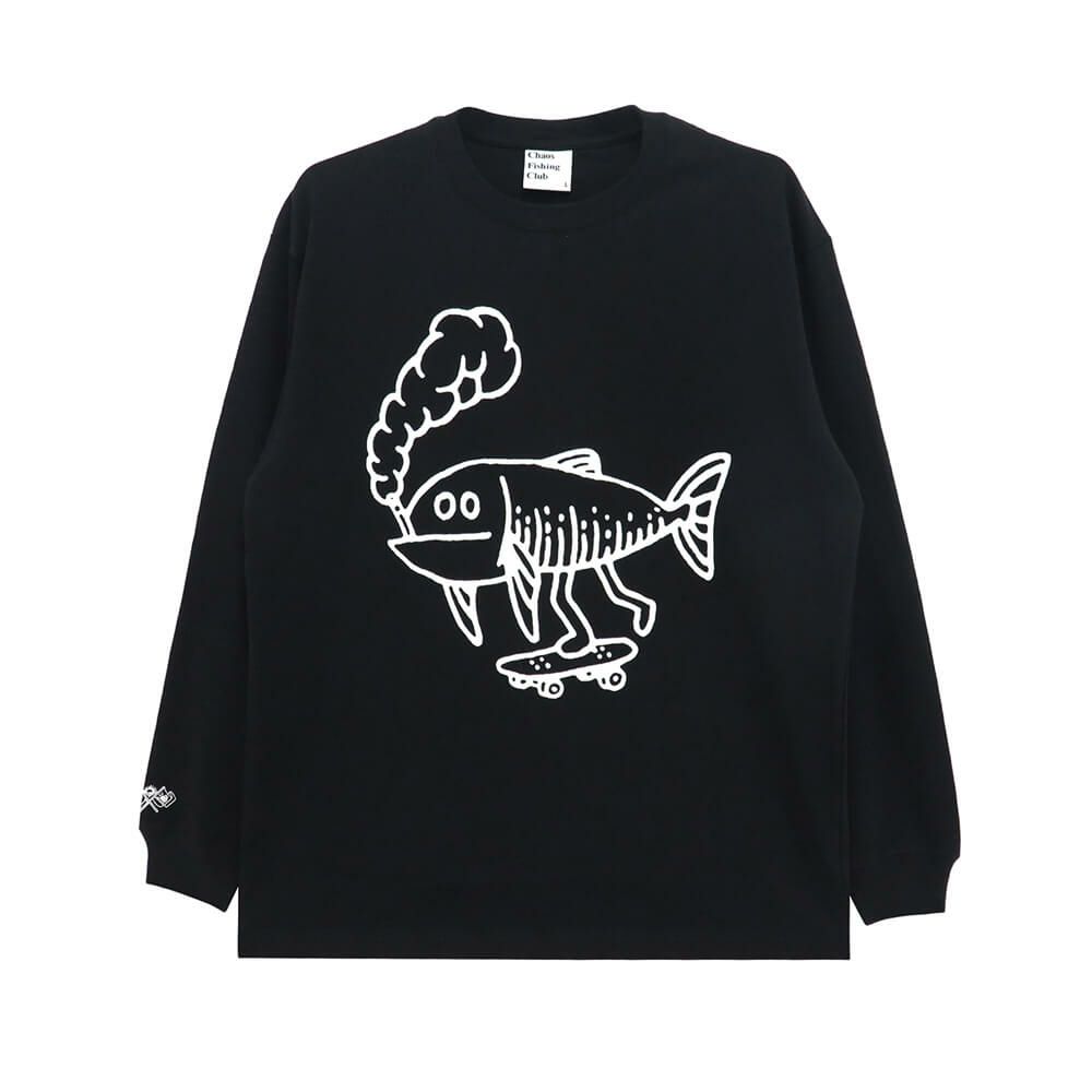 CHAOS FISHING CLUB LONG SLEEVE カオスフィッシングクラブ ロングスリーブTシャツ OSAKANA KUN BLACK スケートボード スケボー 