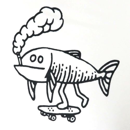CHAOS FISHING CLUB LONG SLEEVE カオスフィッシングクラブ ロングスリーブTシャツ OSAKANA KUN WHITE スケートボード スケボー 1