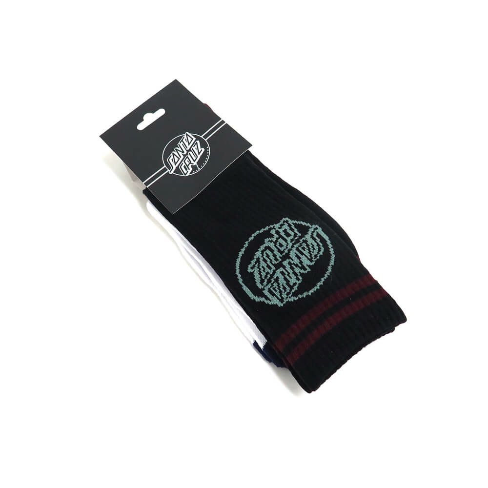 SANTA CRUZ SOCKS サンタクルーズ ソックス 靴下 KICK 2 PACK BLACK/WHITE スケートボード スケボー 10
