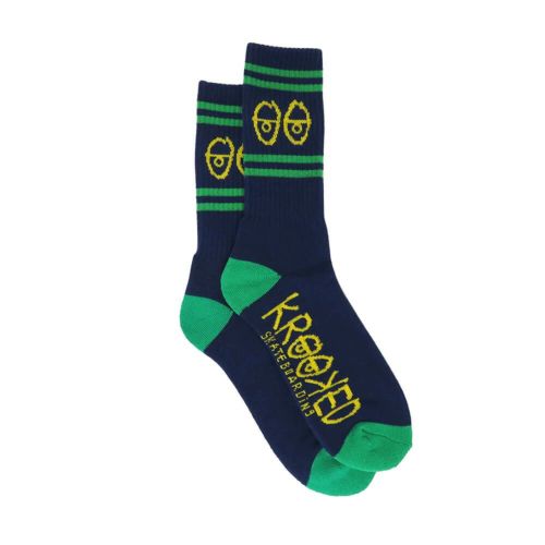 KROOKED SOCKS クルキッド ソックス 靴下 EYES NAVY/GREEN/YELLOW スケートボード スケボー 3