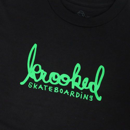 KROOKED T-SHIRT クルキッド Tシャツ SKRIPT BLACK/GREEN スケートボード スケボー  1