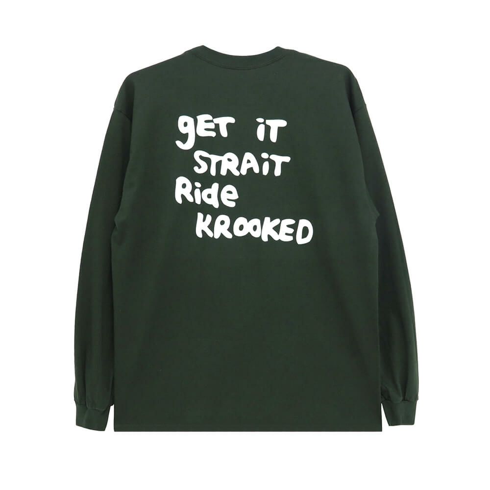 KROOKED LONG SLEEVE クルキッド ロングスリーブTシャツ STRAIT EYES FOREST GREEN/WHITE スケートボード スケボー 