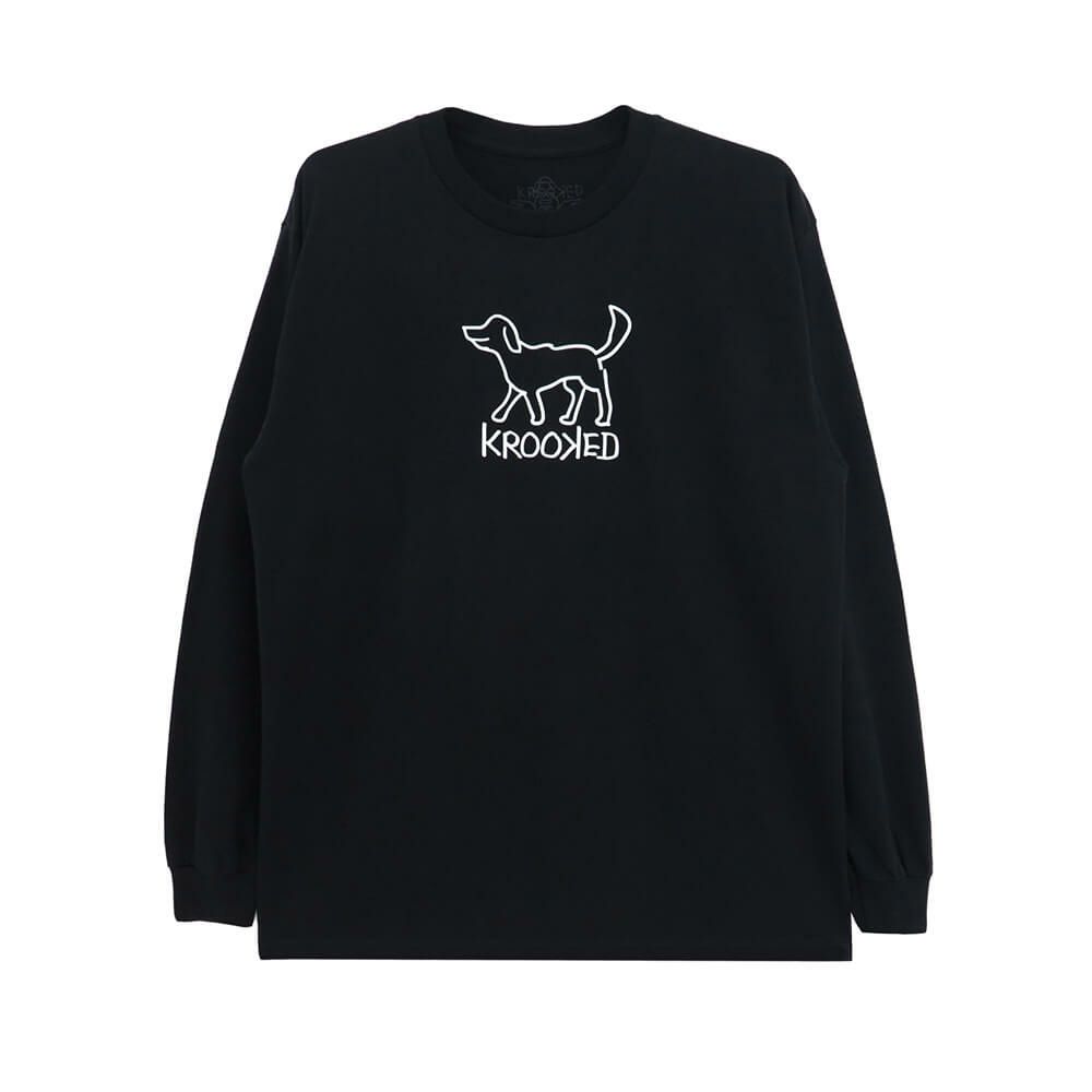 KROOKED LONG SLEEVE クルキッド ロングスリーブTシャツ EL PERRO BLACK/WHITE スケートボード スケボー 