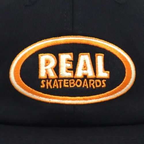 REAL CAP リアル キャップ OVAL EMB STRAPBACK BLACK/CREAM/ORANGE スケートボード スケボー 4