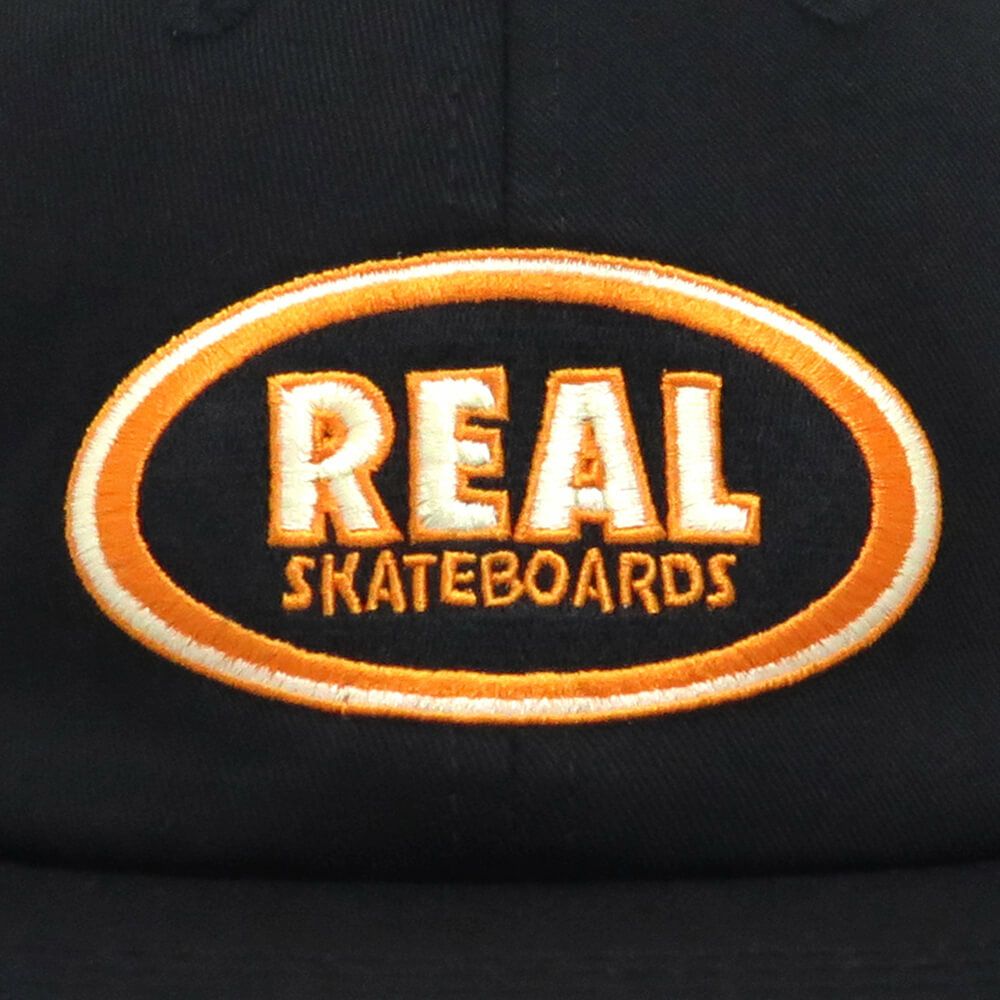 REAL CAP リアル キャップ OVAL EMB STRAPBACK BLACK/CREAM/ORANGE スケートボード スケボー 4