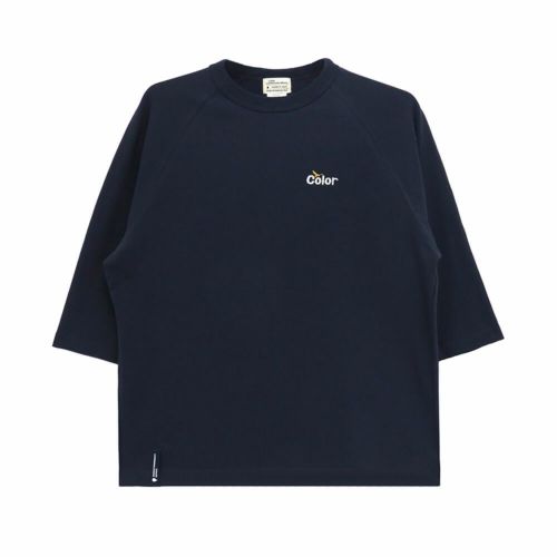 COLOR COMMUNICATIONS LONG SLEEVE カラーコミュニケーションズ 7分袖Tシャツ WAWA OWL EMB LETTER NAVY スケートボード スケボー 