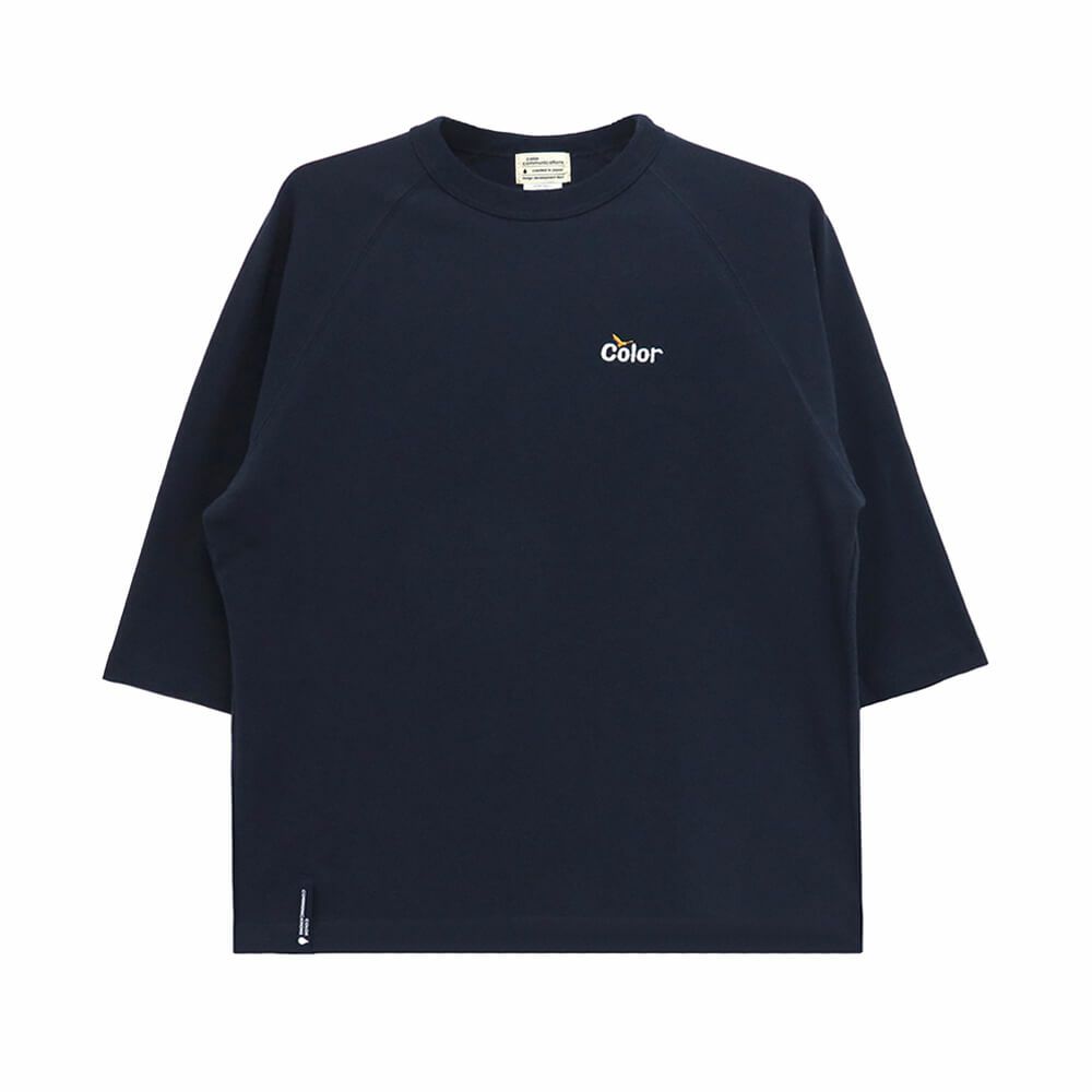 COLOR COMMUNICATIONS LONG SLEEVE カラーコミュニケーションズ 7分袖Tシャツ WAWA OWL EMB LETTER NAVY スケートボード スケボー 