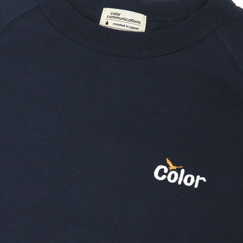 COLOR COMMUNICATIONS LONG SLEEVE カラーコミュニケーションズ 7分袖Tシャツ WAWA OWL EMB LETTER NAVY スケートボード スケボー 1