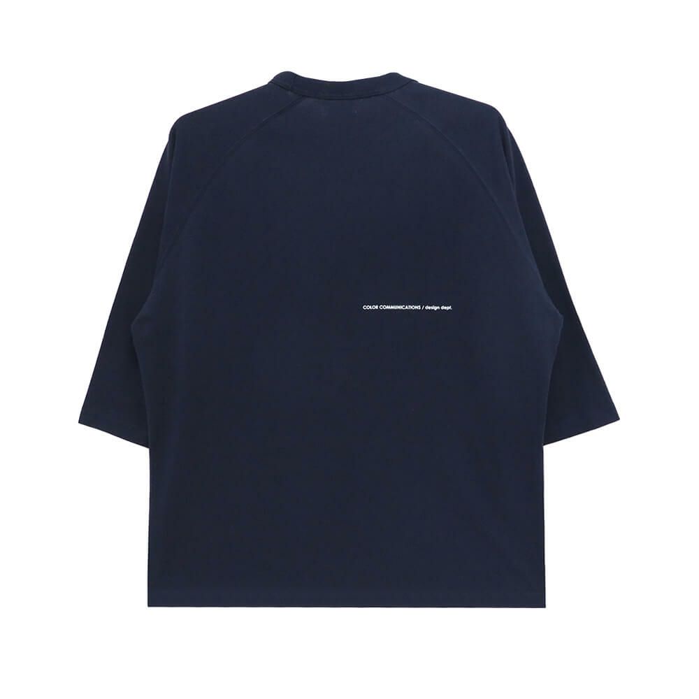 COLOR COMMUNICATIONS LONG SLEEVE カラーコミュニケーションズ 7分袖Tシャツ WAWA OWL EMB LETTER NAVY スケートボード スケボー 4